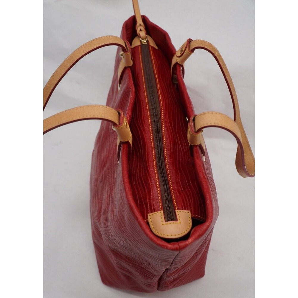 Dooney & Bourke Red & Saddle Brown Leather Grommet Shopper - Picture 6 of 14